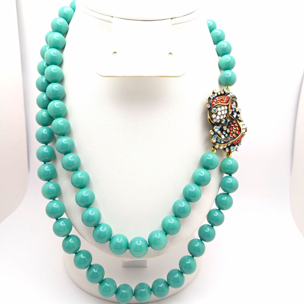 Heidi Daus | Koi Fish Double Strand Blue Beaded Necklace Adjustable
